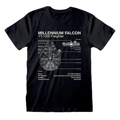 Buy Official Star Wars Millennium Falcon T Shirt Blueprint Schematic NEW S M L XLXXL • 13.99£