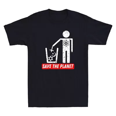 Buy Save The Planet, Humanist Anti Religion Atheist Atheism Vintage Men's T-Shirt • 13.99£