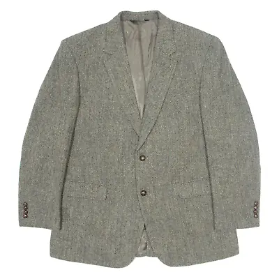 Buy Vintage HARRIS TWEED JOS A BANK Mens Blazer Jacket Grey Tweed Wool 90s Chevron L • 29.99£