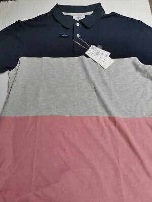 Buy Springfield Oxford Polo T-Shirt Men Classic Navy Grey Pink Cotton Size XL Slim • 19.99£