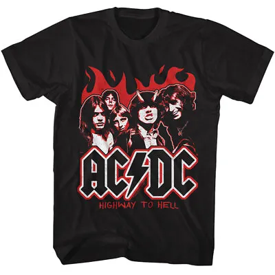 Buy ACDC Angus Devil Horn Hat Highway To Hell Flames Men's T Shirt Band Music Merch • 44.14£