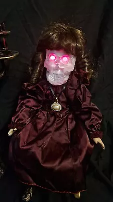 Buy Horror Doll Head Incased In Skull With Light Up Eyes Freaky Witch Gothic OOAK • 60£