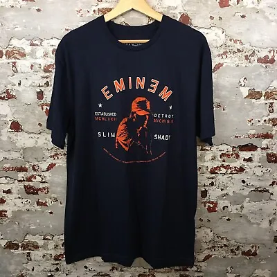 Buy Eminem T Shirt Navy Blue Rock Band Tee L Large Brand New Slim Shady • 15.99£