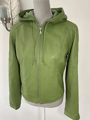 Buy Kenneth Cole Green Leather Hooded Jacket M,8,10 • 16.50£