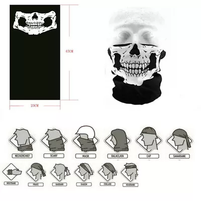 Buy Skull Face Neck Tube Mask Mens Bandana Scarf Reusable Protection Unisex Biker   • 2.50£