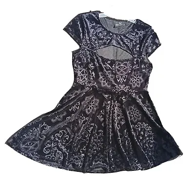 Buy Killstar Blasphemia Keyhole Skater Dress Black Velvet Gothic Punk Mini Dress XXL • 52.10£