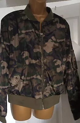 Buy Select Camouflage    Army Green Khaki Bomber Jacket Size 18  • 5£