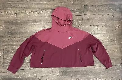 Buy Womens Nike Sportswear Tech Fleece Cropped Hoodie Sz: L Two Tone Pink CJ3871-528 • 35.99£