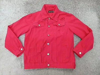 Buy I Saw It First Womens Denim Jacket Red Distressed Cotton Uk Adult Size 8 • 10.61£