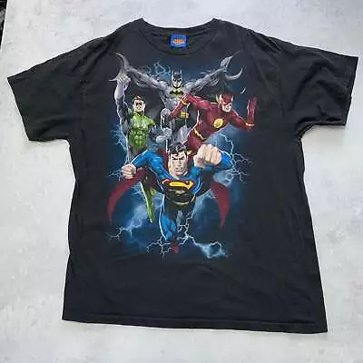Buy Vintage T Shirt Mens XL Black DC Justice League Graphic Print Y2K • 8£