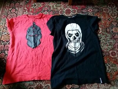 Buy Boys Fortnite (black Knight & Skull Tropper) T Shirts X 2 Boys Large (age 12/13) • 8£