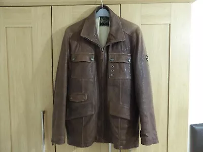Buy Bugatti Mens Leather Jacket Coat Real Soft Quality Leather Brown Size 50 Large • 59.99£