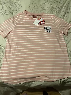 Buy Snoopy Peanuts Ice Cream Womens Pink White Stripe T Shirt, NEXT, Size 20 • 19.99£