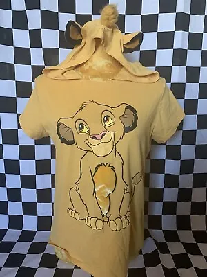 Buy Disney The LION KING Hoodie SIMBA Shirt LION EARS HOOD Stretch T-shirt Sz XL • 12.87£