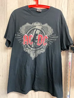 Buy AC/DC Black Ice Tour 2008/09 Shirt Double Sided Logo Concert • 10£