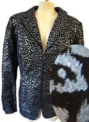 Buy Leopard Suede Leather Gun Metal Metalic Print Black 1x Coat Jacket Silver Matrix • 136.90£