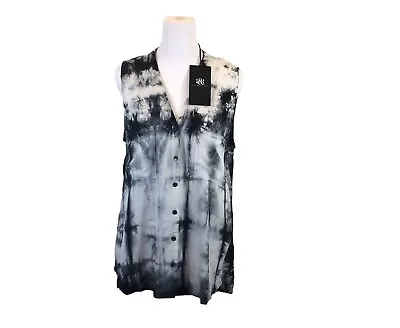 Buy Rock Republic Sleeveless Tie Dye Women’s Shirt Black & White Size Medium Blouse • 16.39£