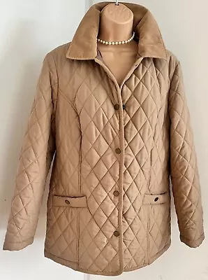 Buy Size 12 Marks & Spencer Camel Lightly Padded Jacket Cord Collar Popper Pockets • 17.99£