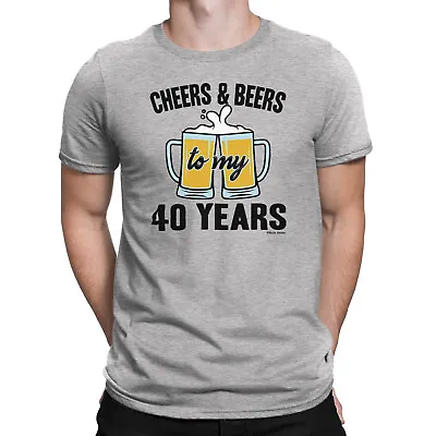 Buy Mens 40th Birthday ORGANIC T-Shirt CHEERS And BEERS To 40 Years Premium Quality  • 10.99£