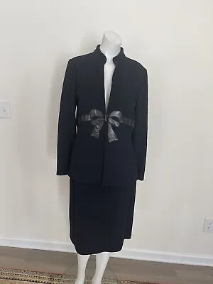 Buy ST.JOHN Women Black Set Withe Leather Bow On Jacket  • 180.03£