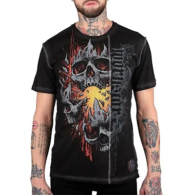Buy Wornstar Clothing Eruption Rock And Roll Skull Biker Flame Edgy T-Shirt • 67.87£