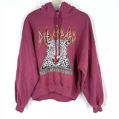 Buy Daydreamer Def Leppard Too Late For Love Oversized Hoodie Sweatershirt Pink XS • 70.44£