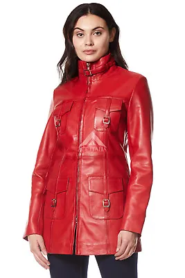 Buy 'MISTRESS' Ladies Red Gothic Style Fitted Real Lambskin Leather Jacket Coat 1310 • 94.84£