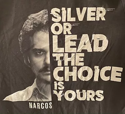 Buy New Official Mens Narcos Silver Or Lead T Shirt Pablo Escobar Drugs Size S M L • 6.99£