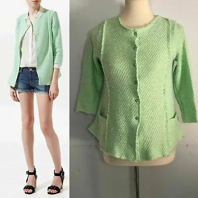 Buy Zara Knit Women's Light Green Cardigan Textured Knit Jacket Size S  • 30.87£