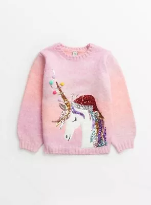 Buy Pink Sequin Unicorn Christmas Jumper 7 Years • 15£