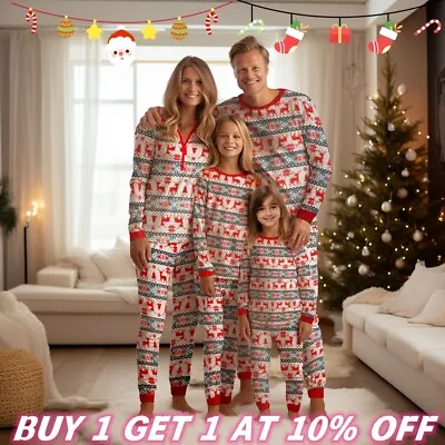 Buy UK Family Matching Christmas Pyjamas Adult Kids Xmas Nightwear Pajamas Pjs Set • 5.79£