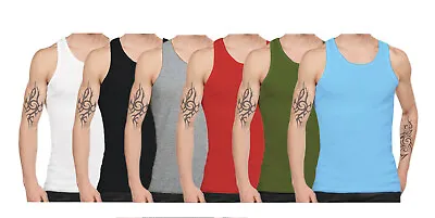 Buy 1&3 & 6 Pk Mens Vest Sleeveless 100% Cotton Summer Tank Top Gym Pack Plain S-3xl • 8.49£
