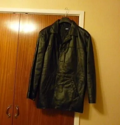 Buy Gents Real Leather Jacket Quilted Lining Mans Coat Black  L Or X L  • 45£
