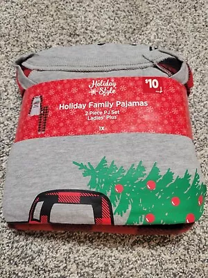 Buy Holiday Style Family Pajamas 2pc Ladies Plus Pajamas Set 1X Farm Truck Plaid • 8.54£