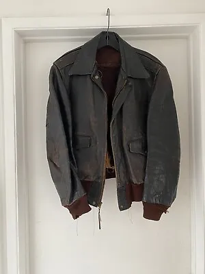 Buy Vintage Flight Motorcycle Jacket 40s 50s Ww2 Bomber Monarch Talon Leather Usaaf • 85.05£