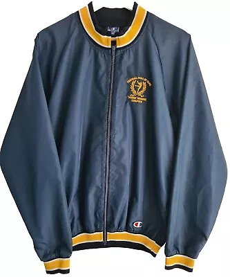 Buy Champion Jacket Mens Medium Blue Windbreaker Sports Yellow Lightweight Varsity  • 5£