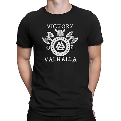 Buy Victory Or Valhalla Mens Viking  T-Shirt Valknut Symbol Thor Odin Axe • 8.99£