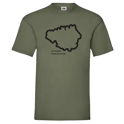 Buy Greater Manchester Map Outline T-Shirt Birthday Gift • 14.99£