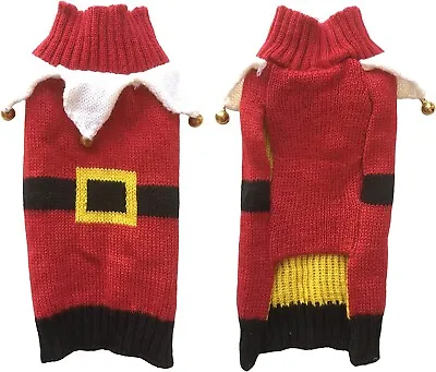 Buy Christmas Santa Costume With Bells Knitted Jumper Sweater Cat Dog Clothes XXS • 5.95£