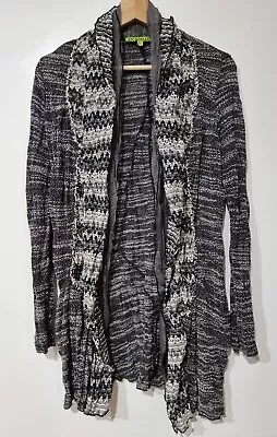 Buy PICADILLY Open Cape Jacket Black Grey Contrast Ruffles Women's Large • 18.80£