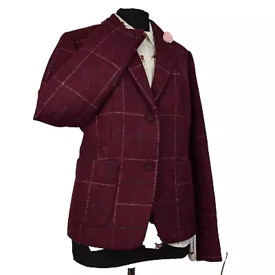 Buy Harris Tweed Ladies Burgundy Tailored Country Blazer Jacket Sz 16 - IMMACULATE • 109.99£