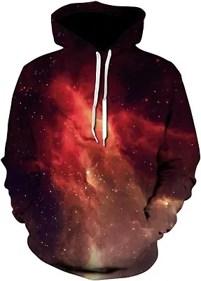 Buy Mens Size S/M 3D Print Multicoloured Galaxy Hoodie With Pockets NEW • 5.99£