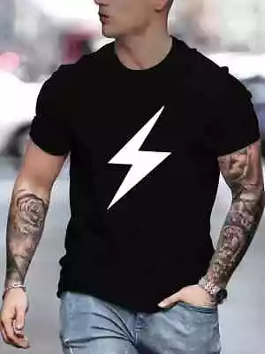 Buy Lightning Bolt Printed T Shirt For Men Soft & Comfy Short Sleeve Cotton Tops Tee • 8.79£