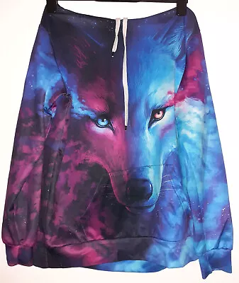 Buy Wolf Pink And Blue Print Hoodie. Made Of A Spandex/elastane Material • 6£