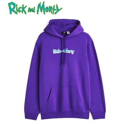 Buy H&M Adult Swim Rick &Morty Men's Hooded Sweatshirt Regular Fit Hoodie Purple NEW • 26.99£