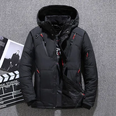 Buy Winter Mens Warm Quilted Parka Duck Down Jacket Padded Bubble Puffer Hooded Coat • 35.14£