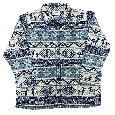 Buy Wildlife Horse Fleece Jacket Deep Pile Sherpa All Over Print Blue Womens XL • 24.99£