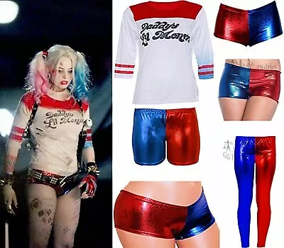 Buy Women Ladies Adult Harley Quinn Fancy Costume T-Shirt Halloween Plus Size Dress • 11.99£