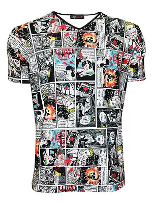 Buy Designer Men's Unique Comic Strip Book Retro Classic Skull Print T-Shirt Top Tee • 21.99£