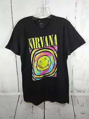 Buy Nirvana Band T-Shirt Womens L Tie Dye Smiley Face Rock Music Grunge Hippie Tee • 14.13£